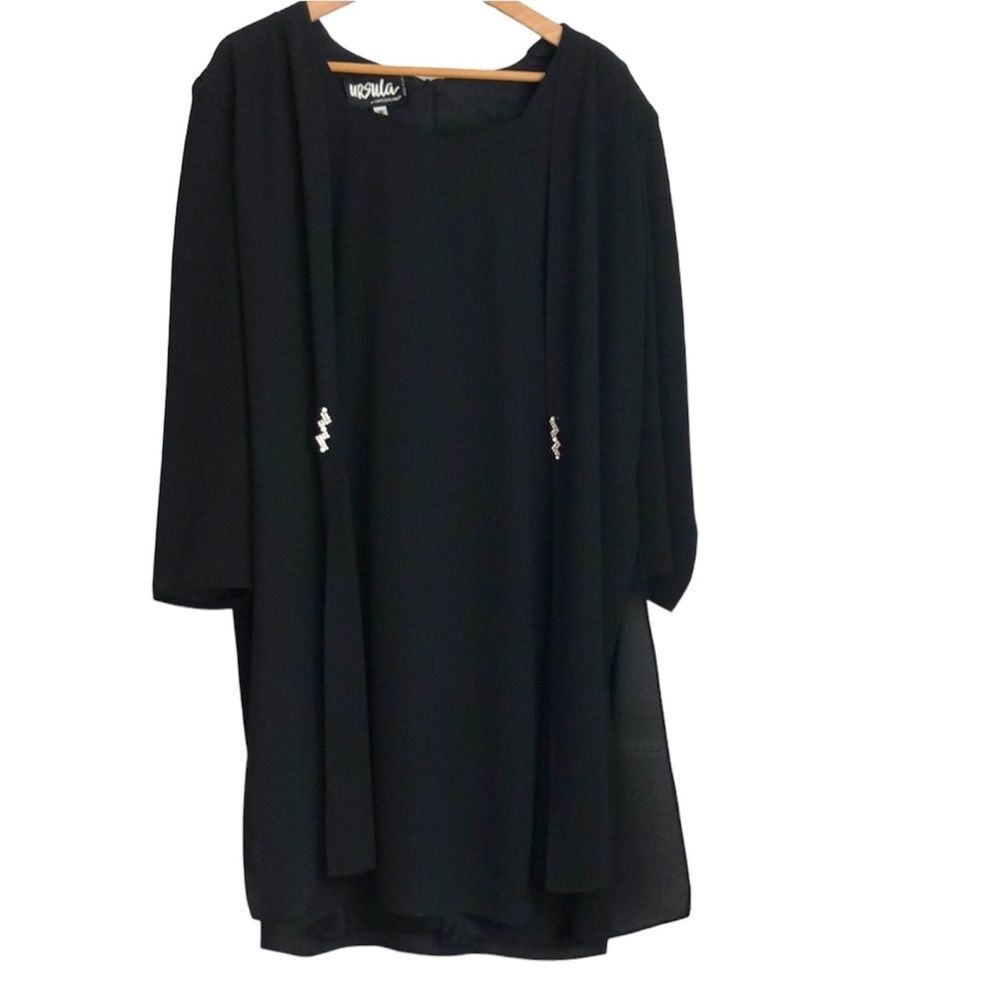 URSULA of SWITZERLAND black dress with rhinestone lightning bolts size 18